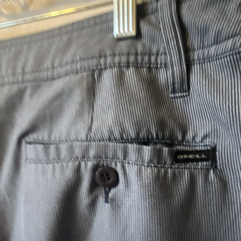 O'Neill Men's Gray and Navy Blue Pinstripe Chino Shorts Polyester 32W